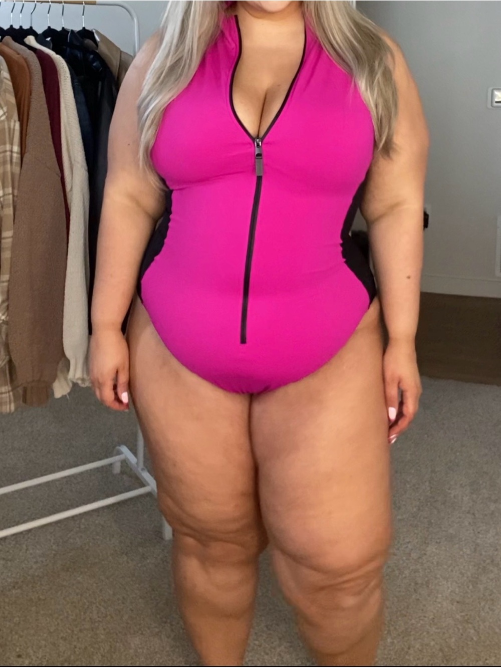 TA3 Hot Pink Black Sculpting Swimsuit Bodysuit 3X NWT